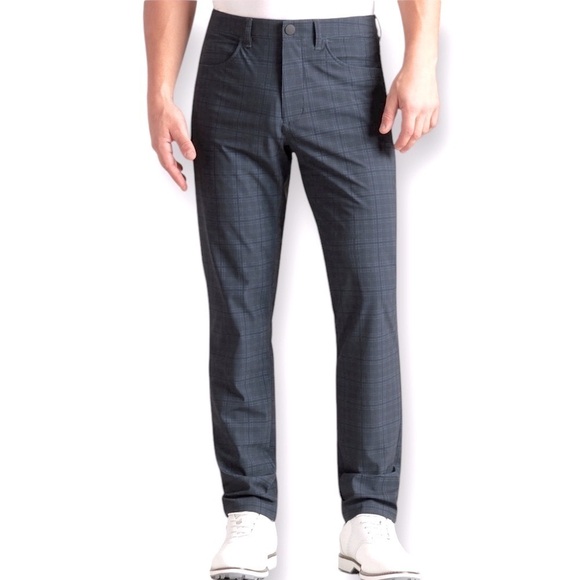 ADIDAS Blue Plaid Golf Pants Flat Front Straight Leg Climalite Mens Size 36 x 30 - Picture 1 of 16